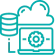 Ícone representando um servidor e um laptop conectados a uma nuvem, simbolizando o armazenamento e gerenciamento de dados em nuvem com o software Immobile da Alterdata.